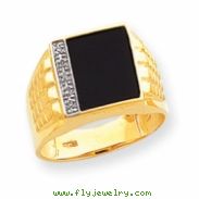 10k Onyx & .03ct Diamond Men's Ring