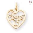10k Sweet 15 in Heart Charm