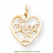 10k Sweet 15 in Heart Charm