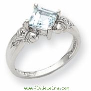 10k White Gold Aquamarine & Diamond Ring