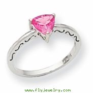 10k White Gold Created Pink Sapphire Ring