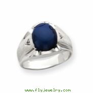 10k White Gold Diamond & Blue Lapis Cabochon Ring