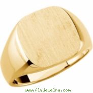 10K Yellow Gold Gents Solid Signet Ring With Brush Finished Top