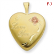 1/20 Gold Filled 16mm Enameled Flower I Love You Heart Locket chain