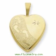 1/20 Gold Filled 16mm Footprints Heart Locket chain
