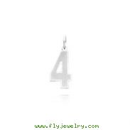 14K  White Gold  Small Satin Number 4 Charm