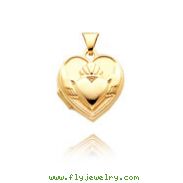 14K  Yellow Gold Heart-Shaped Claddagh Locket