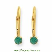 14k 3mm Genuine Emerald (May) Leverback Earrings