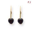 14k 5mm Heart Garnet earring