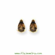 14k 5x3 Pear Smokey Quartz Earring