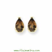 14k 6x4 Pear Smokey Quartz Earring