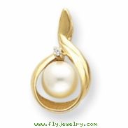14k 7mm Pearl A Diamond pendant