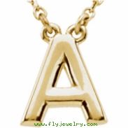 14K A 16"" Yellow Gold Fashion Block Initial Necklace
