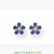 14K Blue & Aurora Borealis Crystal Flower Earrings
