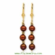 14K Chocolate Cultured Pearl & Bead Earrings