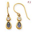 14k Clear/Purple CZ Dangle Earrings