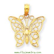 14K Cut-out Butterfly Large Pendant