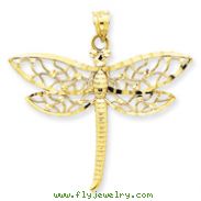 14K Diamond Cut Dragonfly Charm