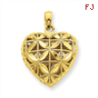 14k Diamond-cut Open Puffed Heart Pendant