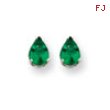 14k Emerald Diamond pear stud earring