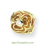 14K Gold & .015ct Diamond Reflections Floral Bead