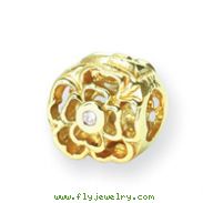 14k Gold & .015ct Diamond Reflections Floral Bead