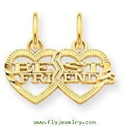 14K Gold  Double Heart Best Friends Break-Apart Charm