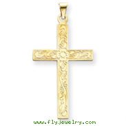 14K Gold  Floral Cross Pendant