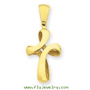 14K Gold  Polished Cross Charm