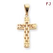 14K Gold  Polished Panther Style Cross Pendant