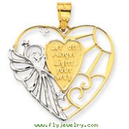 14K Gold & Rhodium Angel Heart Pendant