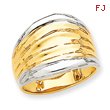 14K Gold & Rhodium Fancy Dome Ring