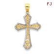14K Gold & Rhodium Filigree Cross Pendant