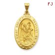 14K Gold  Saint Christopher Medal Pendant