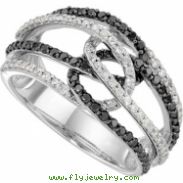 14K Gold & White Diamond Ring With Black Rhodium Plating