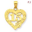 14K Gold 15 In Quince Anos Heart Frame Pendant