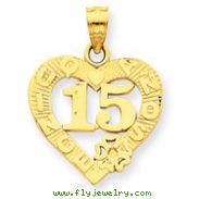 14K Gold 15 In Quince Anos Heart Frame Pendant