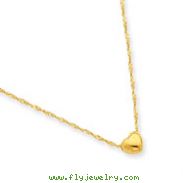 14K Gold 16" Chain With Heart Charm Necklace