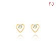 14K Gold 3mm Aquamarine Birthstone Heart Earrings