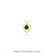 14K Gold 3mm Emerald Heart Birthstone Necklace