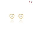 14K Gold 3mm Pearl Birthstone Heart Earrings