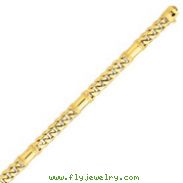 14K Gold 7.5mm Hand Polished Fancy Link Bracelet