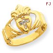 14K Gold AA Diamond Claddagh Ring