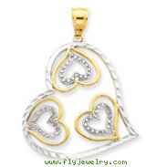 14K Gold And Rhodium Diamond-Cut Heart Pendant