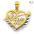 14K Gold And Rhodium I Love You Heart Pendant