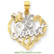 14K Gold And Rhodium Sweet 16 Pendant