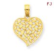 14K Gold Basket Weave Heart Pendant