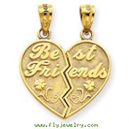 14K Gold Best Friends Heart Break Apart Pendants