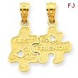 14K Gold Best Friends Puzzle Pieces Break-Apart Pendant