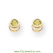 14K Gold Bezel August Peridot Post Earrings